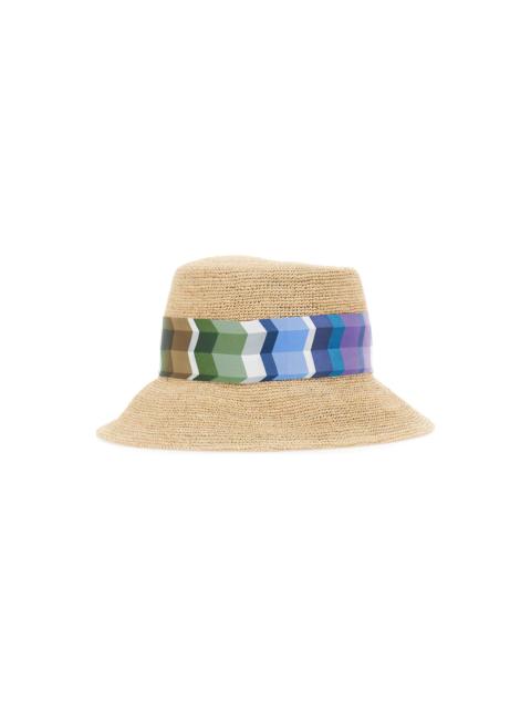 Missoni Multicolor Bucket Hat With Maxi Bow In Raffia Woman