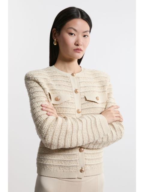 KAREN MILLEN Textured Military Trim Knit Jacket