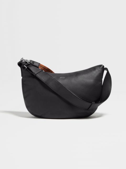 ZEGNA BLACK DEERSKIN HOBO PANORAMA MINI BAG