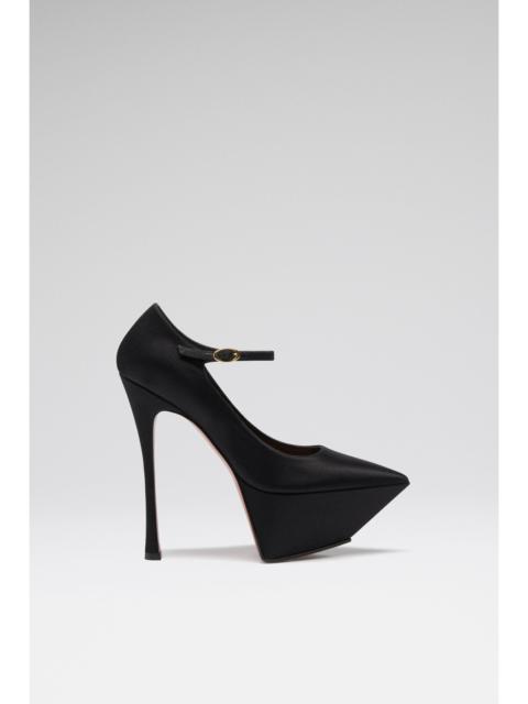 Amina Muaddi YIGIT PUMP BLACK SATIN