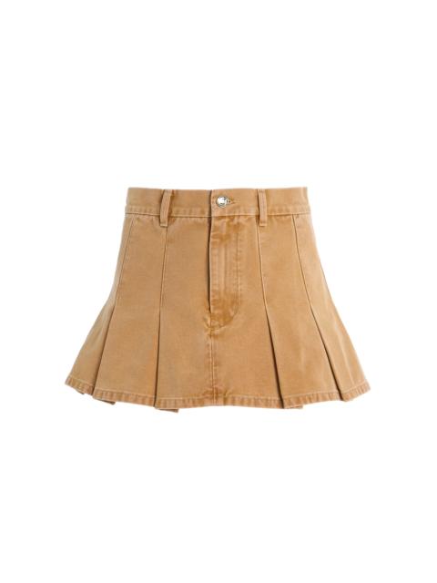 RÙADH The Kenna Mid-Rise Pleated Washed-Canvas Mini Skirt khaki