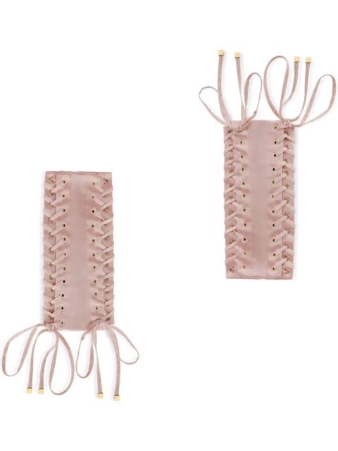 Dolce & Gabbana velvet-effect lace-up gloves