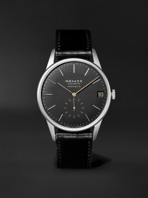 NOMOS Glashütte Orion Neomatik Automatic 41mm Stainless Steel and Leather Watch, Ref. No. 366 Black
