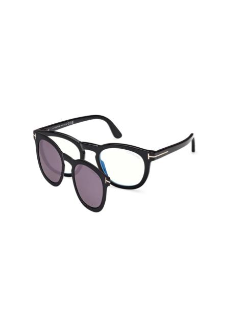 TOM FORD Tom Ford Blue Light Block with Grey Clip-On Oval Men's Eyeglasses FT5993-B 001 50