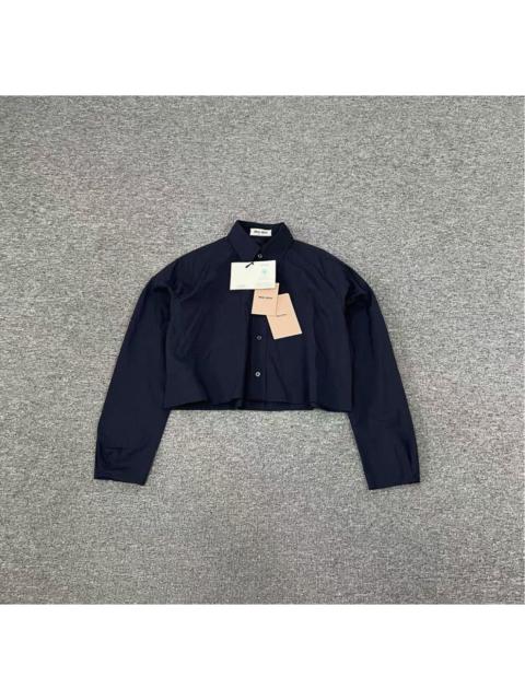 Miu Miu Miu Miu cropped cotton shirt in navy
