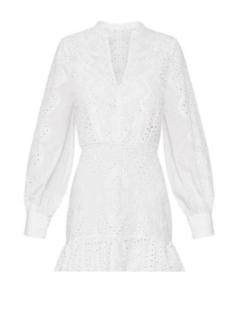 Other Designers Cotton Eyelet Ruffle Shirt Dress