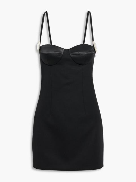 AREA Embellished wool-twill mini dress