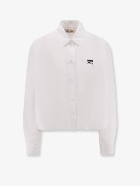 Miu Miu Miu Miu Women Cotton Shirt With Miu Miu Embroidery