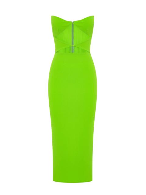 ALEX PERRY Hale Stretch Crepe Cut Out Midi Dress green