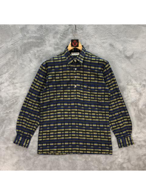 Other Designers Vintage - ARCHIVES🔥 YSL CHECKED HALF BUTTON LONG SLEEVE POLO #6336-63