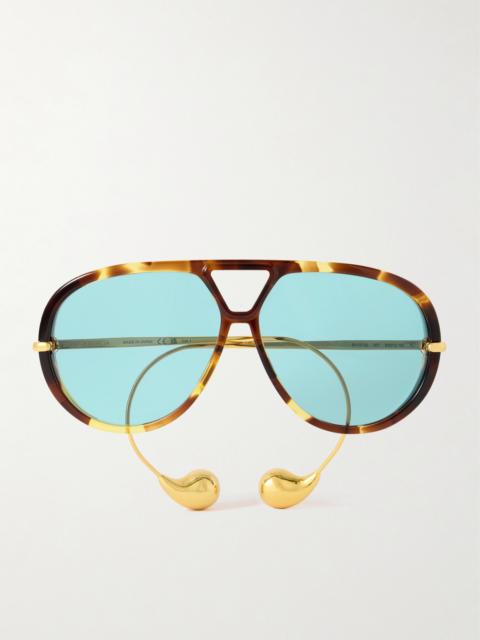 Bottega Veneta Embellished Aviator-style Tortoiseshell Recycled-acetate And Gold-tone Sunglasses