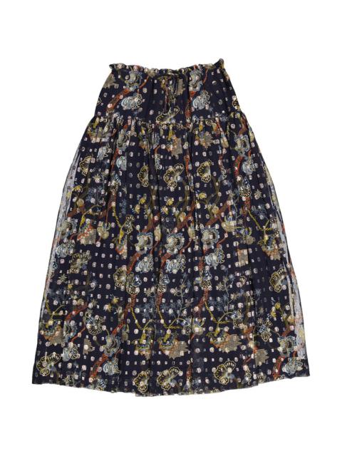 Chloe Blue Lurex Embroidered Silk Skirt