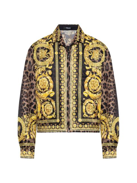 Barocco-print zip-up shirt jacket