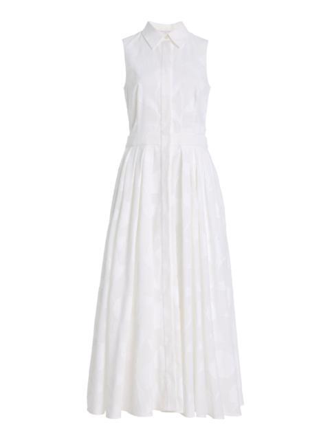 MICHAEL KORS COLLECTION Floral Fil Coupé Midi Shirt Dress white