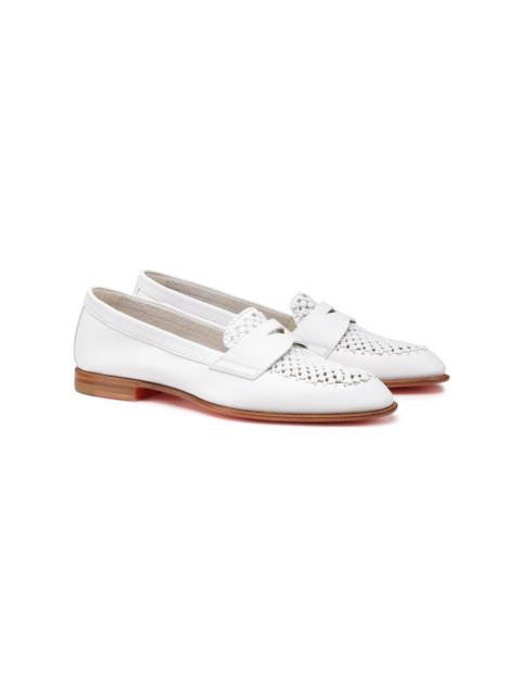 Santoni Women's white leather penny loafer