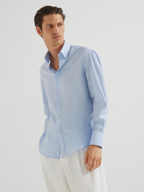 Brunello Cucinelli Microcheck cotton basic fit shirt with button-down collar