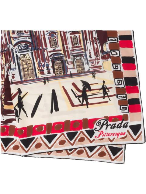 Prada Pittoresque Milan print foulard