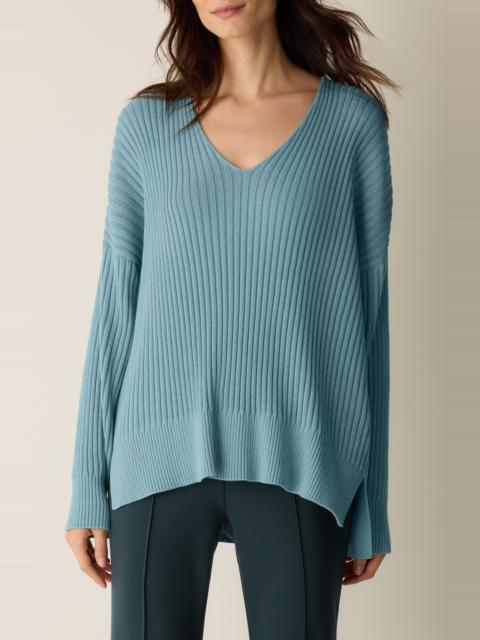 EILEEN FISHER Eileen Fisher Cotton & Tencel™ lyocell Ribbed V-Neck Sweater in Seafoam at Nordstrom