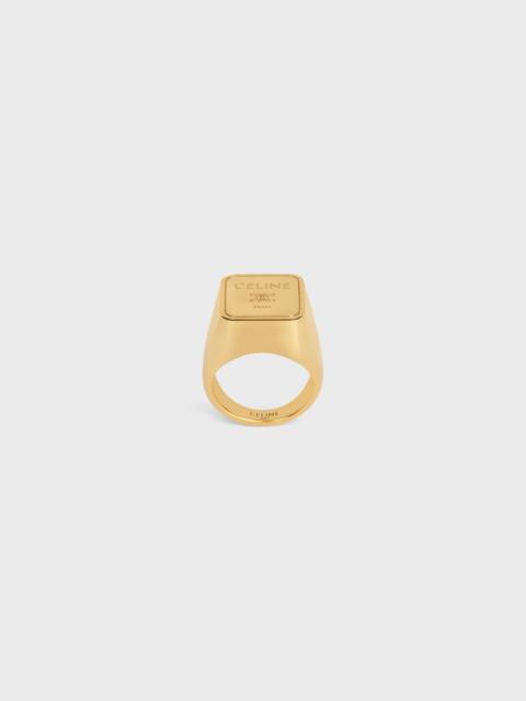 CELINE Triomphe Square Signet Ring in Brass with Gold Finish