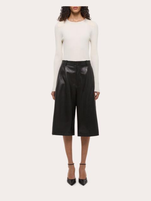Helmut Lang Leather Zip Zoot Shorts
