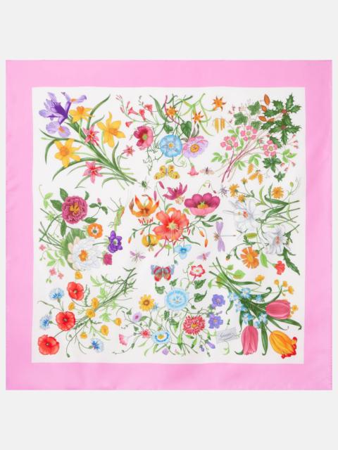 GUCCI Floral silk twill scarf