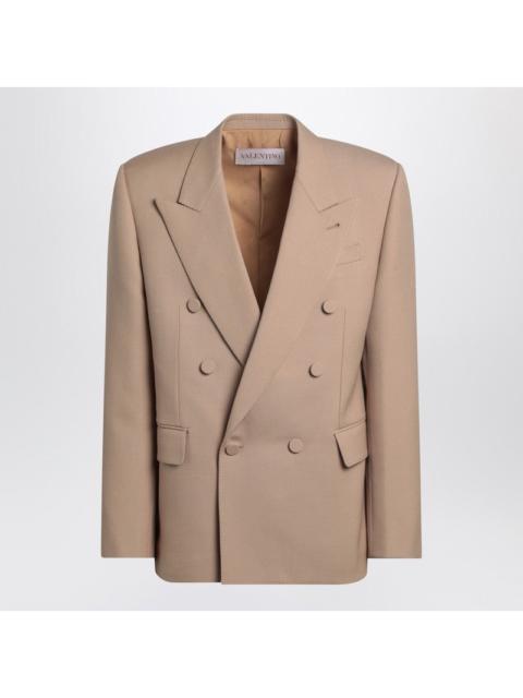 Valentino Double-Breasted Jacket Camel Light In Wool Men