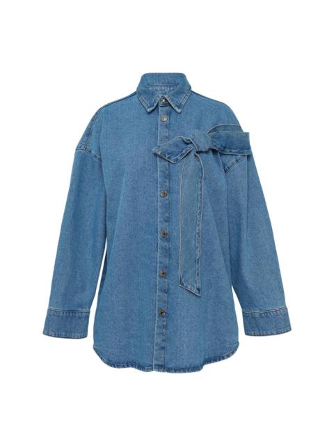MSGM Ribbon Detail Denim Button-Up Blouse