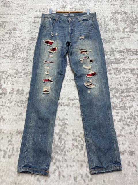 Hysteric Glamour Distressed Plaid Tartans Massino Skinny Fit Denim Jeans