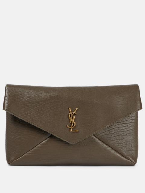 SAINT LAURENT Cassandre Large leather clutch