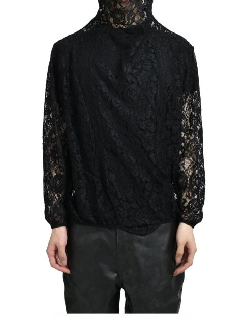 JUNTAE KIM DRAPED LACE HOODIE / BLK