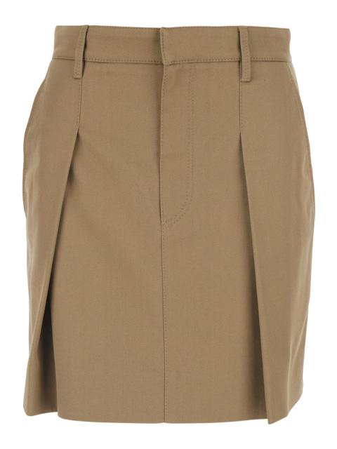 Brunello Cucinelli Brunello Cucinelli Women Beige Skirt With Belt Loops And Pleated Front In Fabric Woman