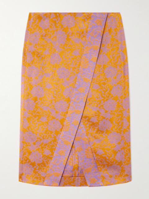 Dries Van Noten Wrap-effect Satin-jacquard Midi Skirt