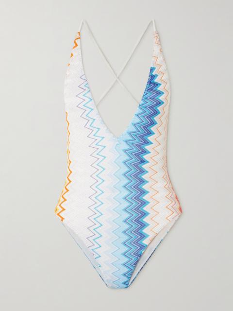 Missoni Mare Striped Metallic Crochet-knit Swimsuit