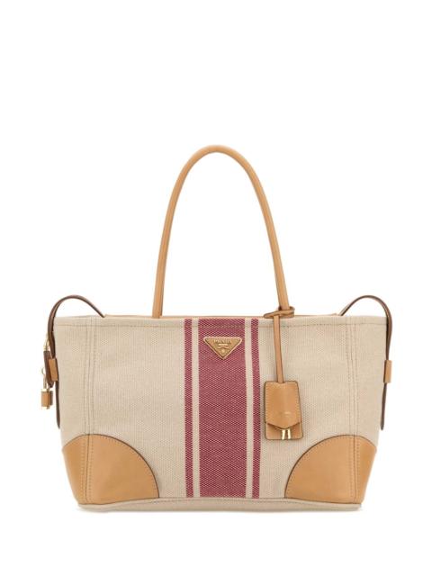 Prada Prada Women Sand Canvas Large Shopping Bag