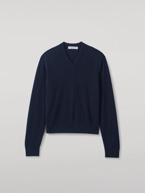 Johnstons of Elgin Classic Cashmere Navy V Neck Jumper