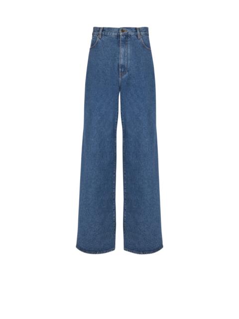 Balmain Blue denim wide-leg jeans