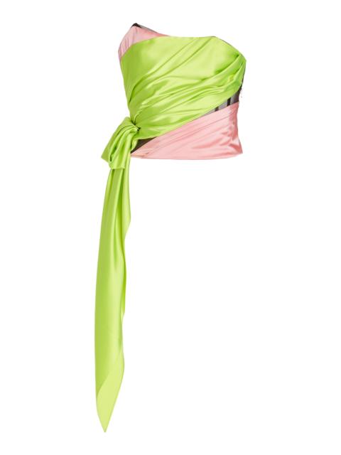 HALPERN Draped Asymmetric Bustier Top multi