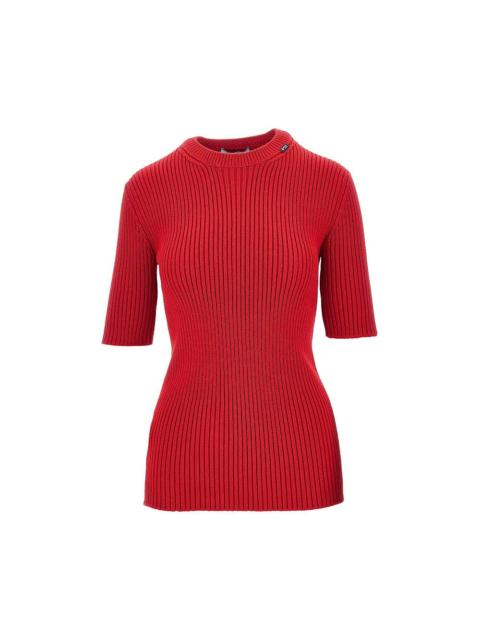 Prada Prada Ribbed Wool Short-sleeved Sweater Red