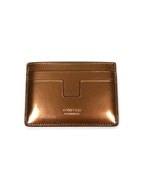 TOM FORD Tom Ford Metallic Bronze Leather Card Holder Wallet NWT