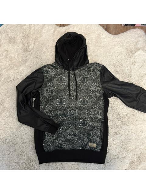 Other Designers Entree Misunderstood Faux Leather Sleeve Graphic Hoodie Sweatshirt