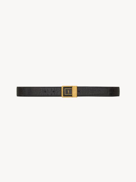 SAINT LAURENT LA 66 BUCKLE BELT IN CROCODILE-EMBOSSED LEATHER
