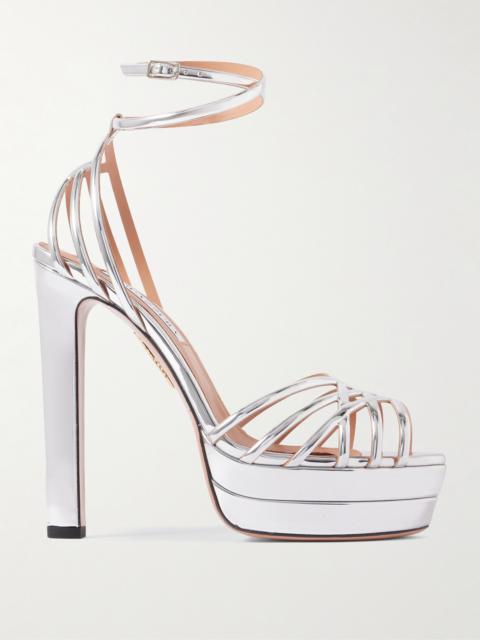 AQUAZZURA Wild Dream 105 Metallic Leather Platform Sandals