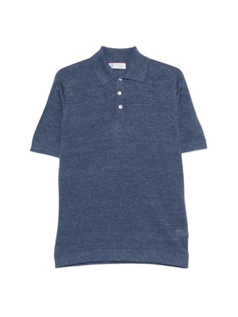 Brunello Cucinelli Linen and cotton blend polo shirt