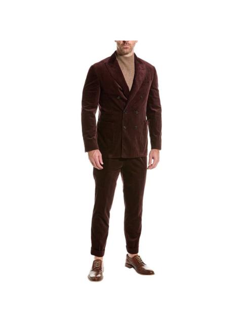 Brunello Cucinelli Brunello Cucinelli Plum Double-Breasted Corduroy Suit