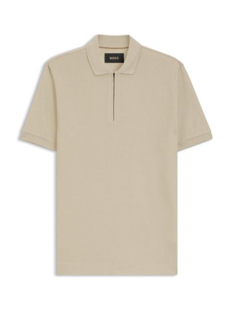 BOSS STRUCTURED-COTTON POLO SHIRT WITH ZIP PLACKET