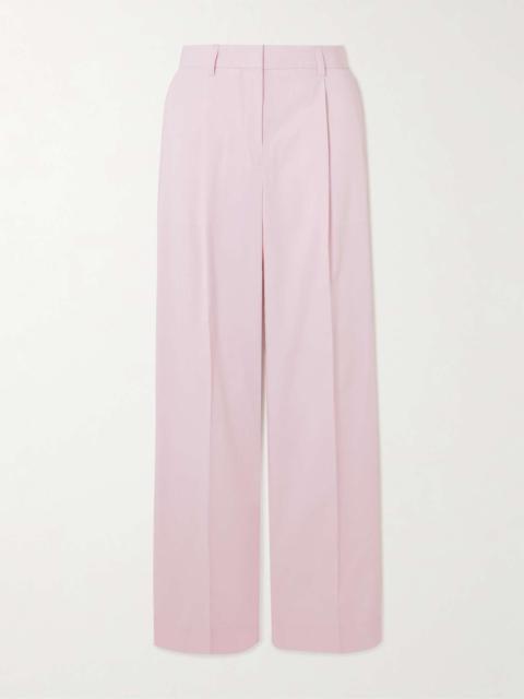 Pleated cotton wide-leg pants Baby pink