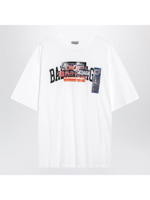 BALENCIAGA Balenciaga Bumper Stickers Medium-Fit Cotton T-Shirt In White Men