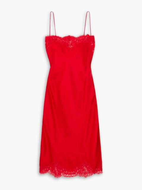 Stella McCartney Lace-trimmed satin midi dress