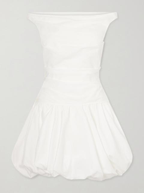 SIMKHAI Salina Ruched Cotton-blend Poplin Mini Dress