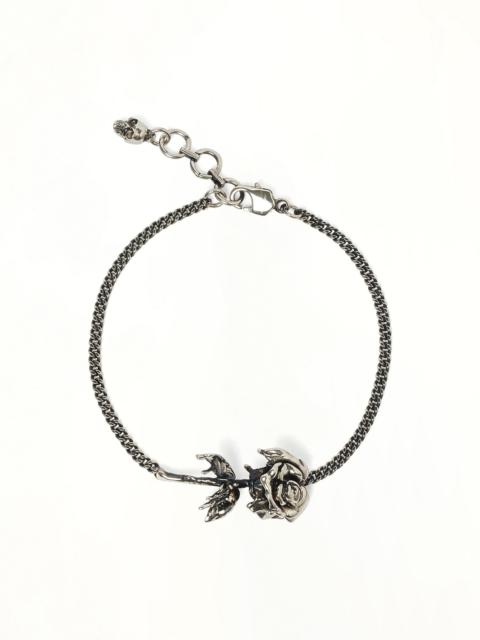 Alexander McQueen Dipped Rose Bracelet in Antique Silver